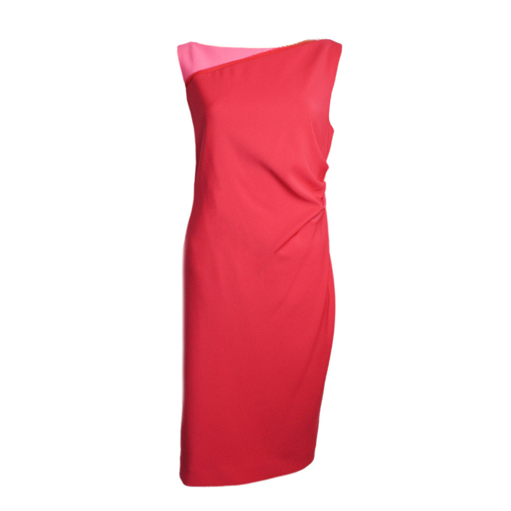 Tahari Dress Hattie Ruched Waist Red Flame - Picture 2 of 7